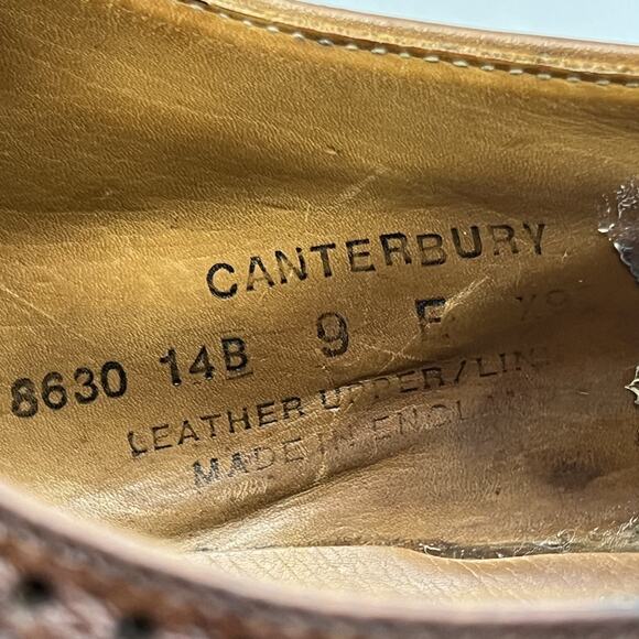 Crockett & Jones Canterbury Wingtip Oxford Men Size 9 E Wide Brown Brogue Shoes - Picture 8 of 10